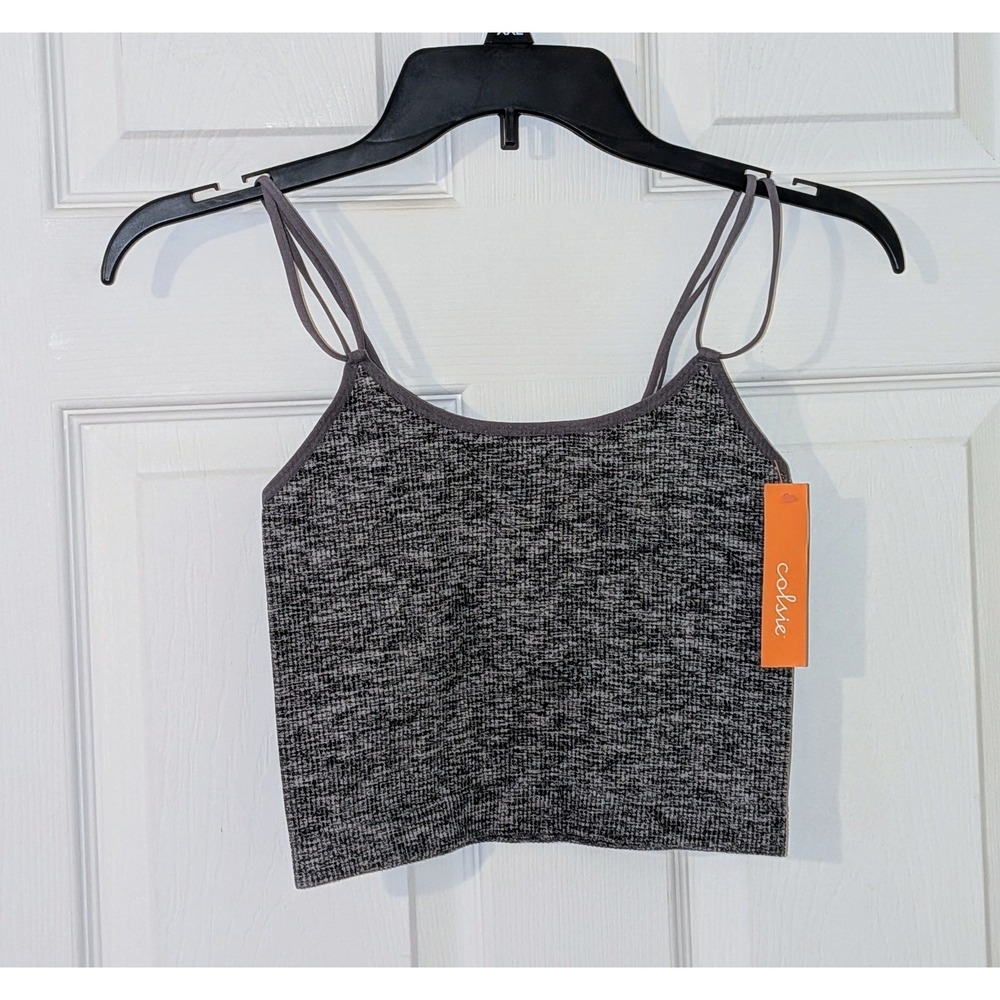 Colsie Heathered Gray Cropped Cami Top Sleeveless Tank Casual Cute‎ Small NWT